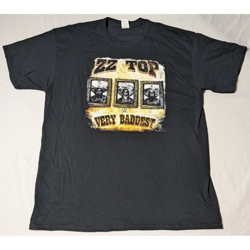 ZZ TOP &‎ JEFF BECK TOUR 2014 Men XL Black Double-Sided The Very Baddest T-Shirt